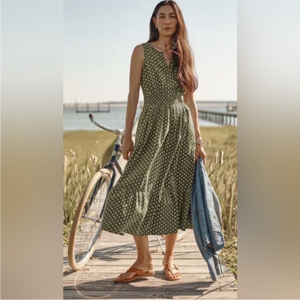 J.Jill Polka Dot Sleeveless Green Dress